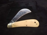 Vintage Bone Handle Hook Blade Pocket Knife