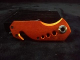 Orange Pocket Knife with Seat Belt Cutter