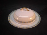 Antique Hand painted Porcelain Covered Butter Dish