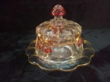 Antique Cherry Blossom Covered Butter Dish