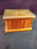 Antique Burled Walnut Jewelry Box with Inlay with Secret Compartment