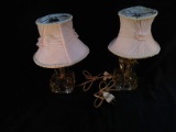 Pair Antique Crystal Table Lamps
