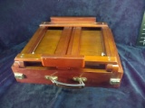 Mahogany Tabletop Easel with Carrying Case and Supplies