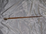 Vintage Walking Cane-Mahogany Brass Banded with Carved Shakespeare Head