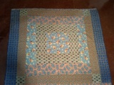 Antique Southern Quilt-Country Feed Sack with Baptist Fan Quilting