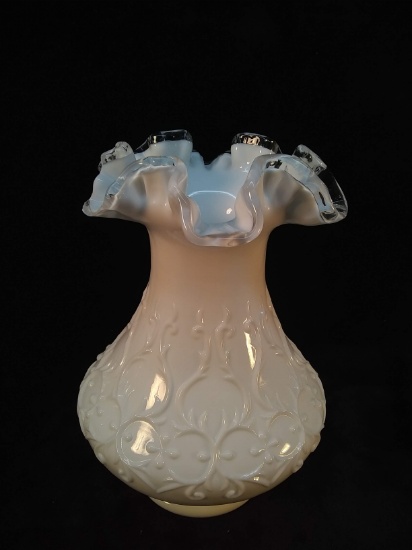 Vintage Silver Crest Ruffled Edge Fenton Vase