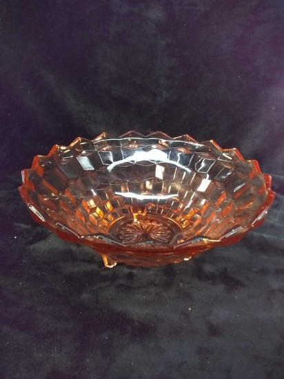 Vintage Pink Depression Diamond Point Footed Bowl