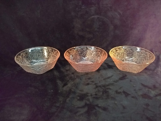 Collection 3 Pink Depression EAPG Bowls