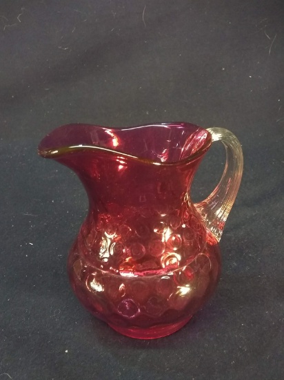 Fenton  Cranberry Bubble Pitcher with Applied Handle
