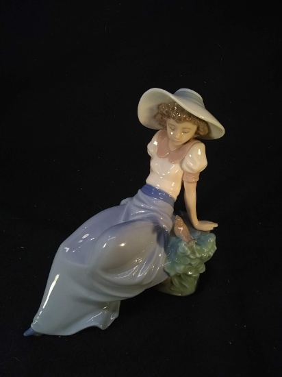 Antique Lladro Figure -Girl Gazing at Bird