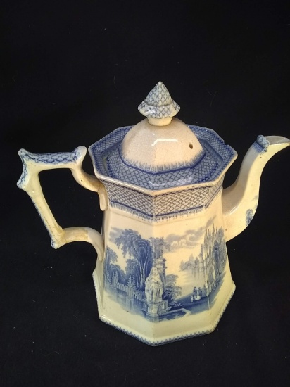 Antique Ironstone Blue Decorated Pitcher by Lacaonia