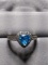 Aquamarine Heart and Rhinestone Ring