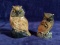 Pair Hand Carved Owls -Made from Animal Horn