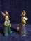 Pair Resin Rabbit Figures