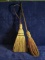 Collection 2 Folk Art Primitive Wooden Handle Brooms