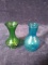Pair Miniature Crackled Glass Vases