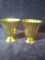Pair Brass Reeded Vases