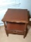 Mahogany Mid Century Modern Single Drawer Tiered Side Table