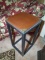 Contemporary Wooden Side Table w/ Brass Corner Accents