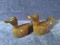 Pair Carved Wooden Ducks w/ Brass Head