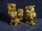 Pair Hollow Ceramic Golden Owls