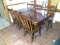 Vintage Pine Trestle Dining Table with 6 Arrowback Chairs and 2 Leaves