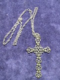 Metal Filigree Cross and Chain