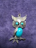 Polished Turquoise Owl Pendant