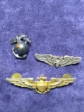 Collection of 3 Marine and Military Pins