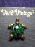 Enameled Turtle Pin, NEW