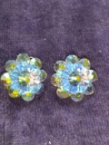 Pair of Vintage Blue Rhinestone Clip-on Earrings