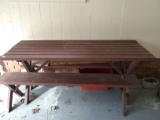 Painted Redwood Picnic Table
