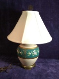 Ceramic Decorated Lamp with Hand painted and Raised Detail with Oriental Makers Mark