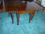 Antique Mahogany Drop Side 2 Drawer Queen Anne Dining Table