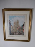 Framed and Matted Engraving-Cathedral Abbeville by John Coney