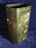 Vintage Brass Umbrella Stand with High Relief Dragon Motif