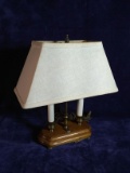 Contemporary Wooden Base Double Table Lamp
