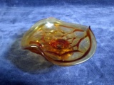 Vintage Amber Rolled Edge Compote