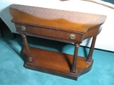 Antique Mahogany Single Drawer Hall Table with Fluted Columns