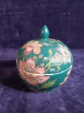 Porcelain Decorative Covered Trinket Box with Oriental Makers Mark