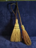 Collection 2 Folk Art Primitive Wooden Handle Brooms