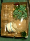 Glass Vases, Faux Grapes, Large Brandy Snifter