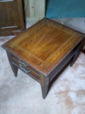 Mid Century Modern Pecan  Single Drawer Side Table