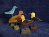 Collection 4 Folk Art Hand painted Wooden Shore Birds