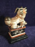 Decorative Ceramic Foo Dog with Stand and Oriental Makers Mark