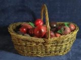 Wicker Handle Basket with Faux Apples