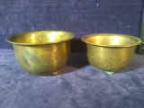 Pair Brass Planters w/ Etched Detail