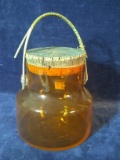 Antique Orange Blinko Handled Bottle w/ Cork Stopper