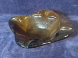 Vintage Amber Art Glass Ashtray