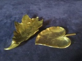 Pair Brass Leaf Change Trays